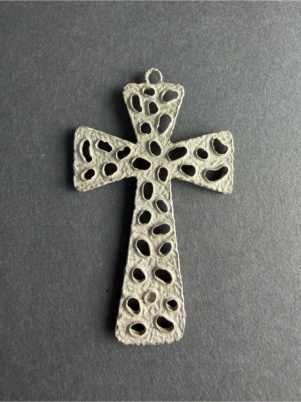 Openwork Cross Pendant - Silver Tone